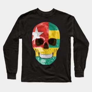 Togo Flag Skull - Gift for Togolese With Roots From Togo Long Sleeve T-Shirt